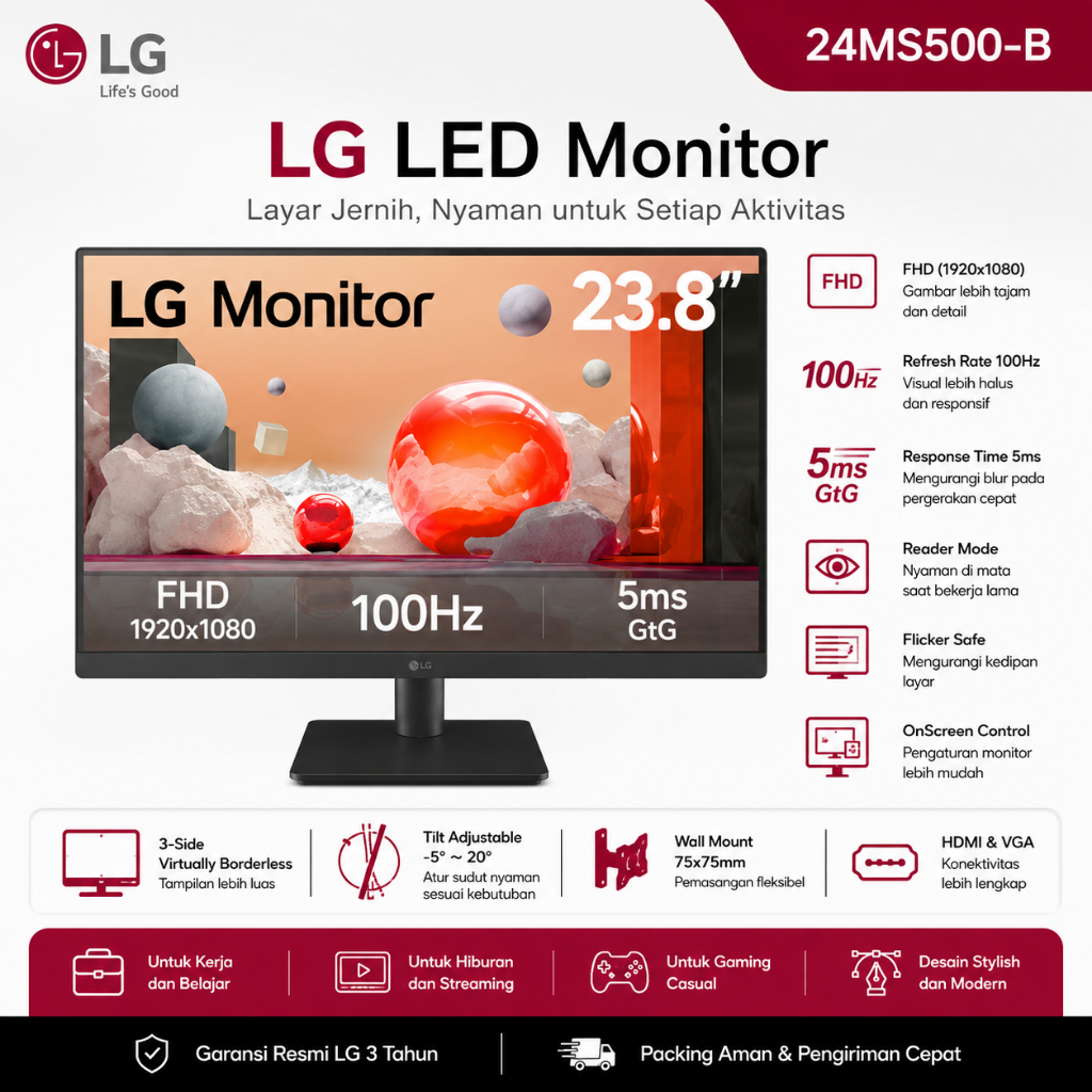 MONITOR LG LED 24MS500-B