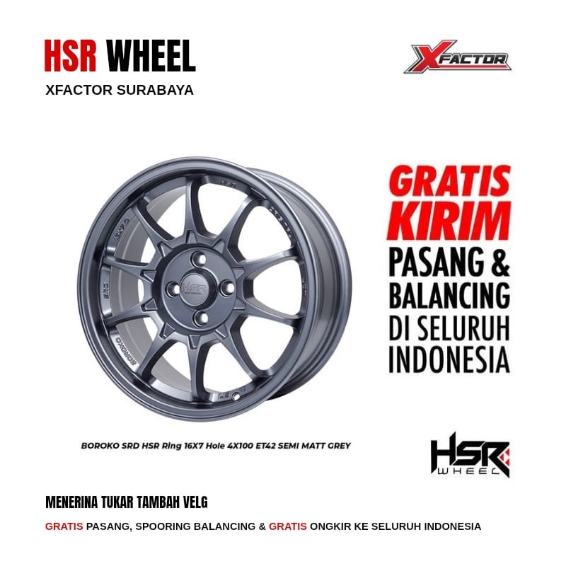 VELG MOBIL R16 HSR BOROKO SRD HSR R16X7 4X100 ET42 SMG 4 PCS VELG
