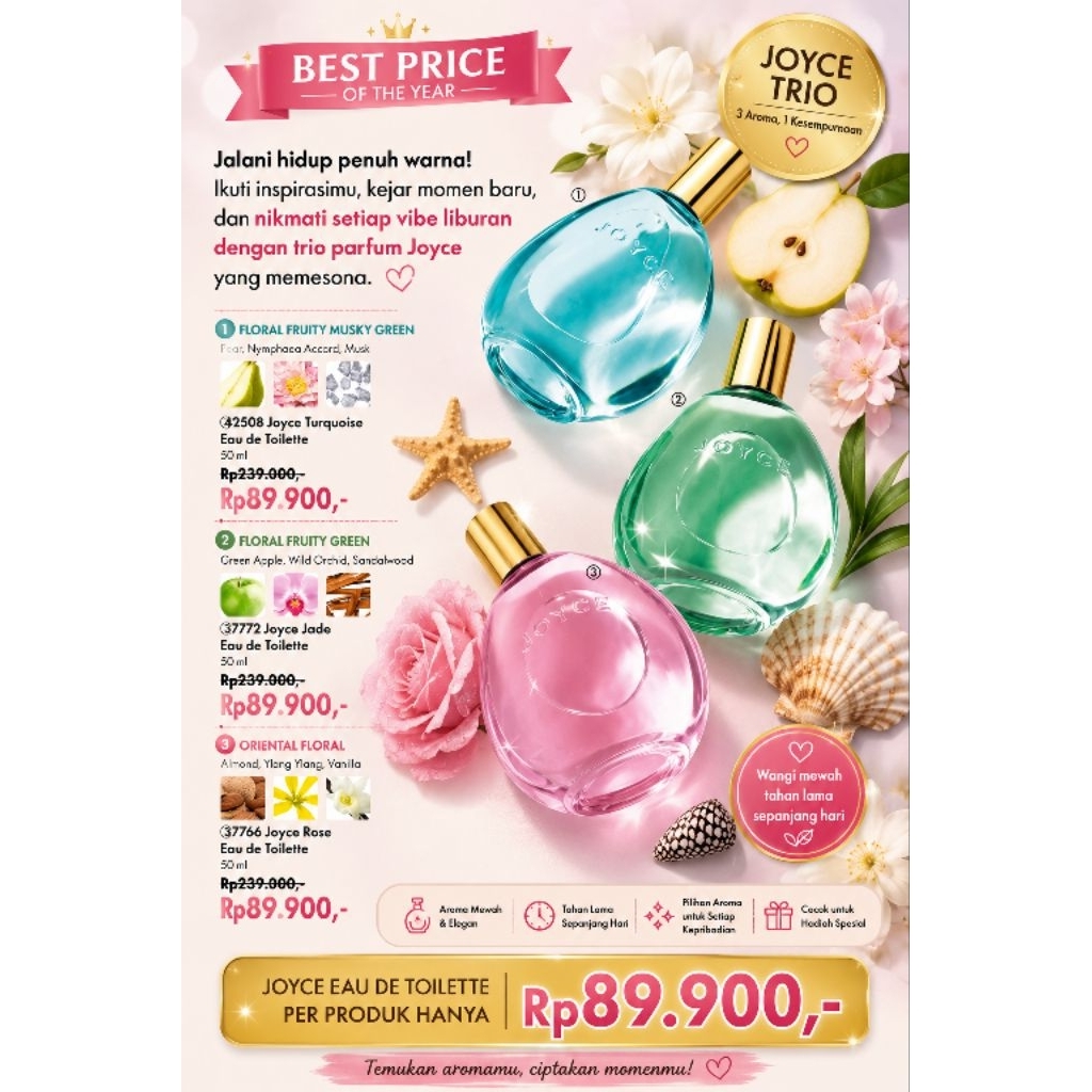 PARFUM UNISEX - JOYCE JADE / JOYCE ROSE / JOYCE TOURQUISE