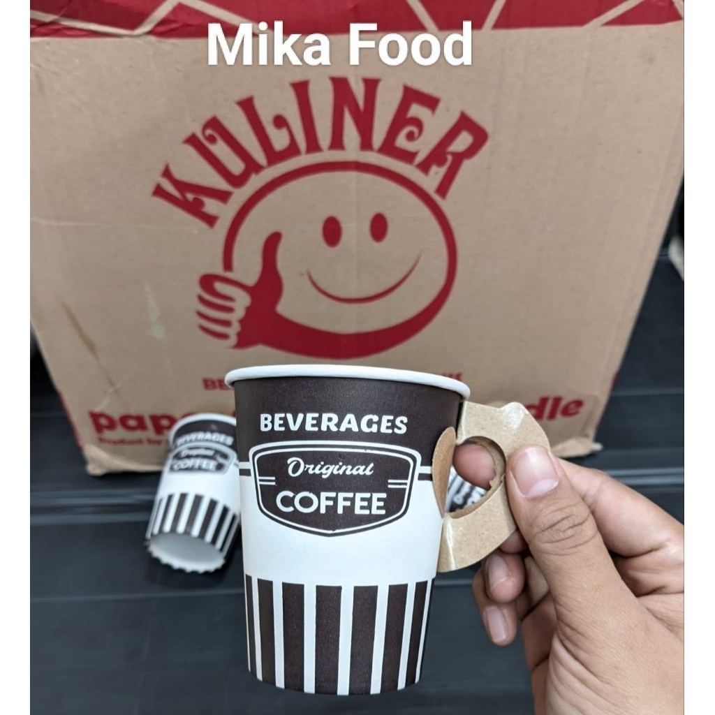 Grosir 1dus Isi 1000pcs Gelas Cup Kraft Paper Motif / Gelas Kopi Paper Motif 9oz gagang / Paper Cup 