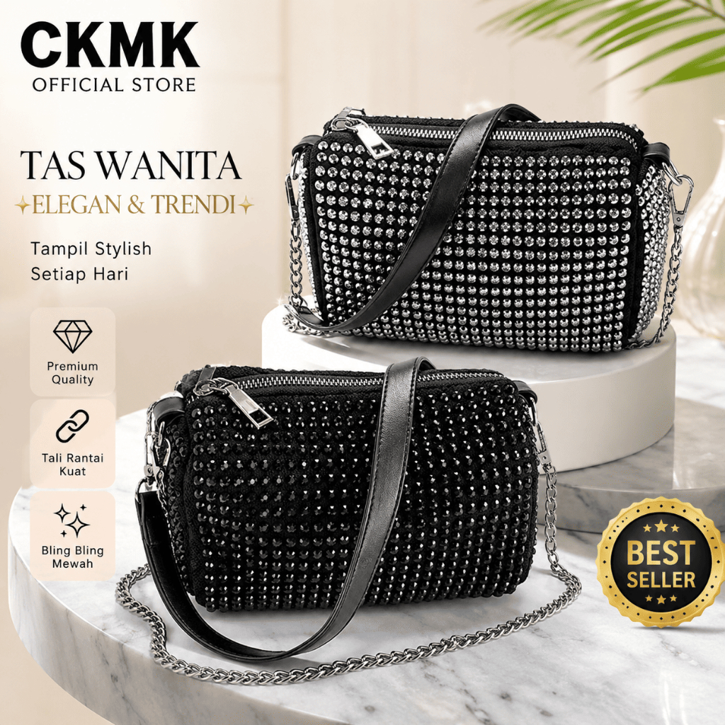 Tas Selempang Wanita Bling Premium Rhinestone Shoulder Bag Fashion Elegan Mewah Tas Pesta Korean Sty