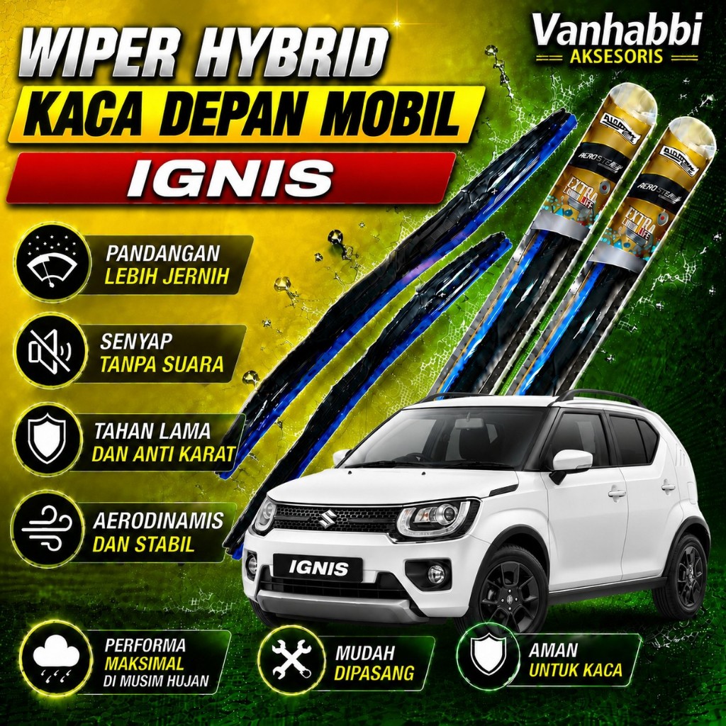 Wiper Hybrid Kaca Depan Mobil Ignis Dr.D.Fischer 20" 18"