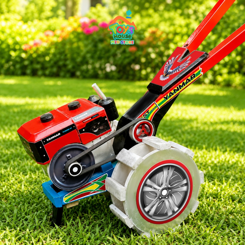 Miniatur Mainan Traktor Bajak Sawah Besar Yanmar Kayu Solid – Mainan Edukatif Anak