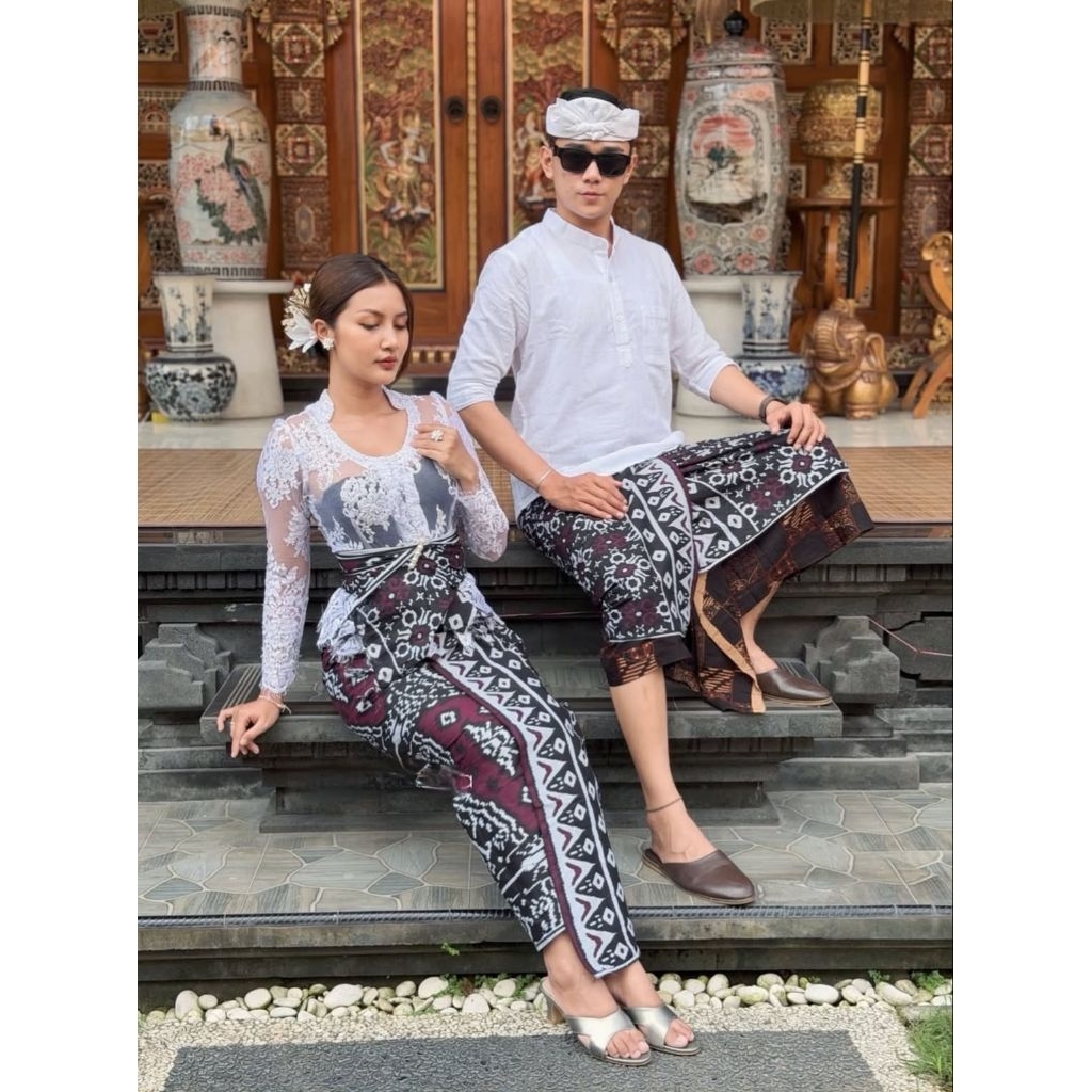 Setelan couple Batik Kamen Saput Batik Bali Indigo