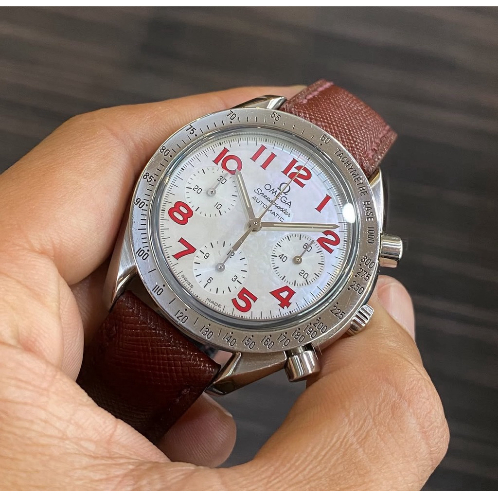 Omega Speedmaster Reduced Mother Of Pearl & Red Arabics Automatic 39mm