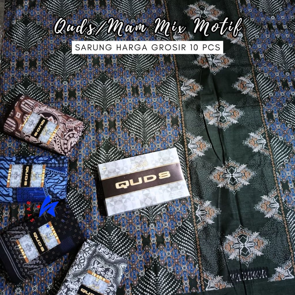 GROSIR ISI 10 PCS - Sarung TENUN MAM QUDS Motif MIX Bali Borneo Batik Polos by WADIMOR MURAH STARSEL