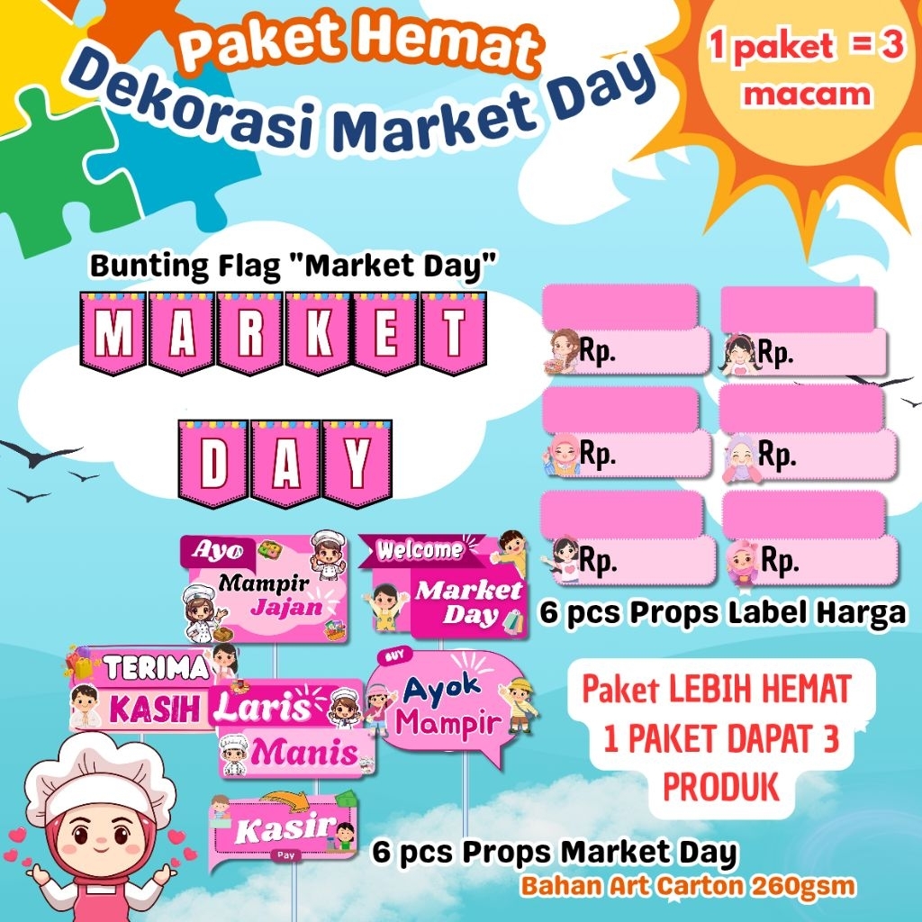 Paket Hemat Props Market Day Set Props Photooboth Dekorasi Market Day