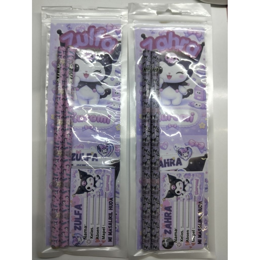 custom stiker + pensil nama
