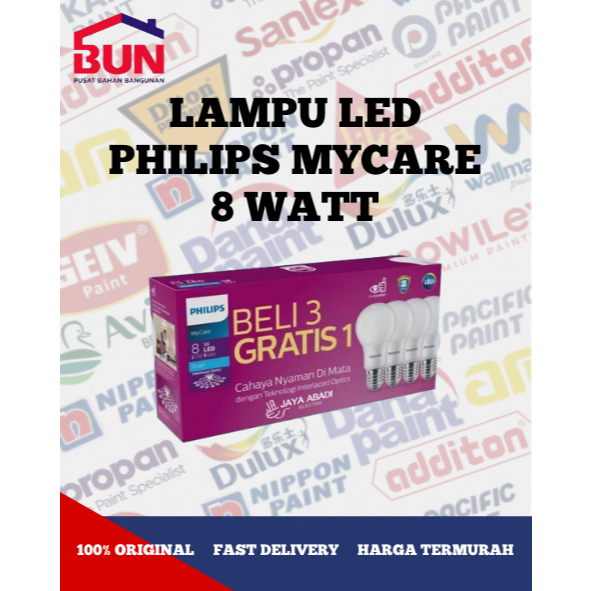 Paket Lampu LED Philips Mycare 8 Watt Multipack 8W Philip Putih Beli 3 Gratis 1