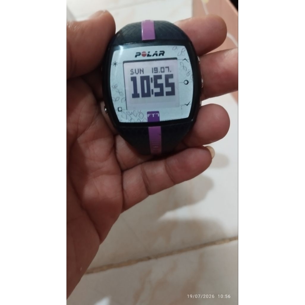 Jam Tangan Digital Polar FT7 Hitam Ungu Layar LCD Tanggal Jam Sporty