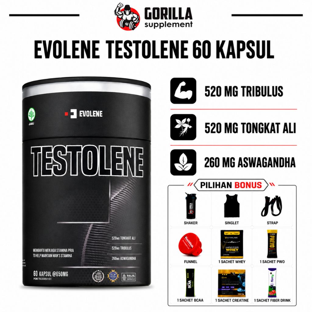 EVOLENE Testolene - Suplemen Fitness - Testosteron Booster