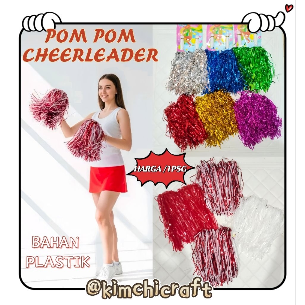 (1PSG) POM POM CHEERLEADER RUMBAI / POM POM TARI / POM POM WARNA WARNI / POM POM CHEERLEADER METALIK