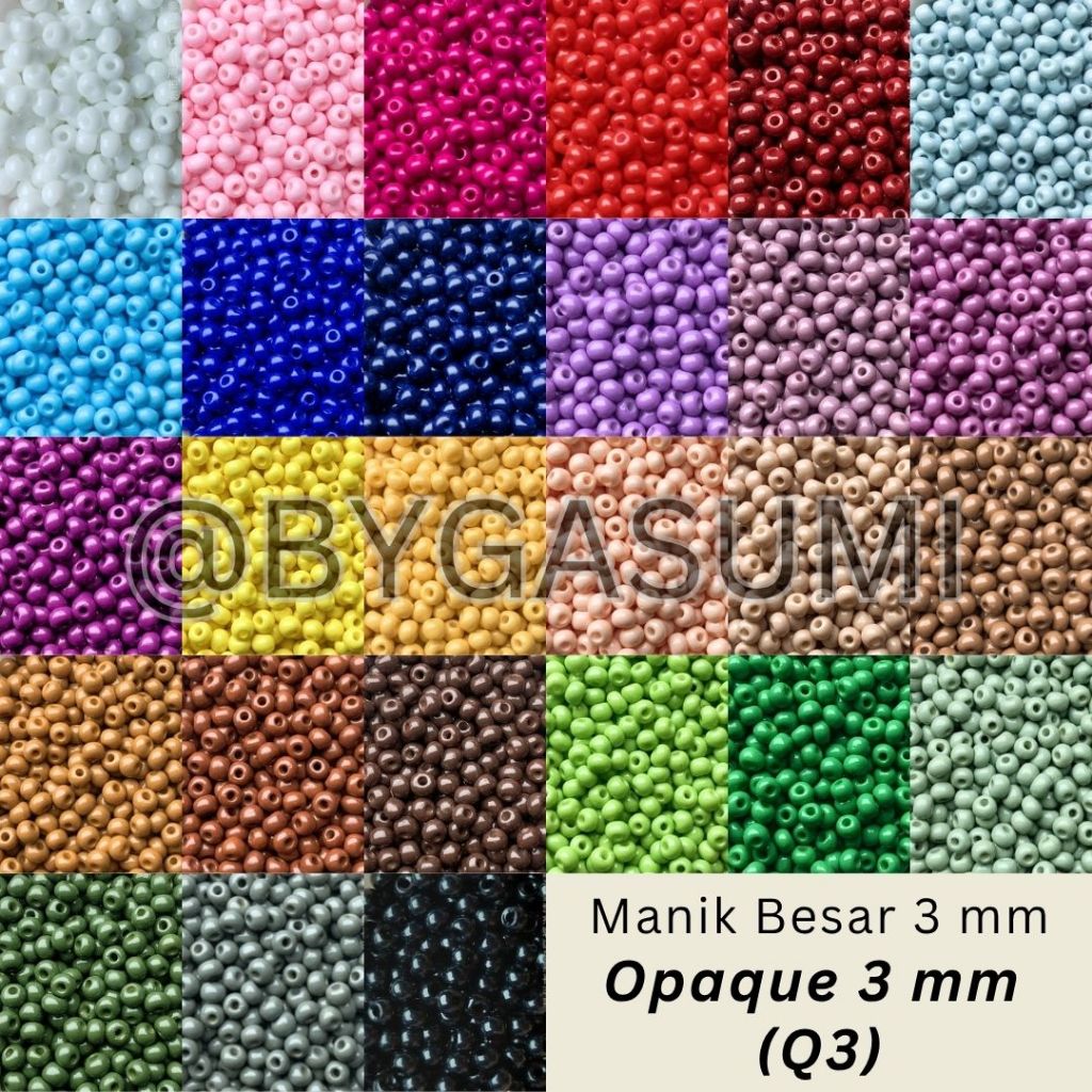 (Q3) Warna Baru Manik Premium Ukuran Seragam 3 mm 8/0 Opaque Glass Seed Beads Solid Biasa Doff Bulat