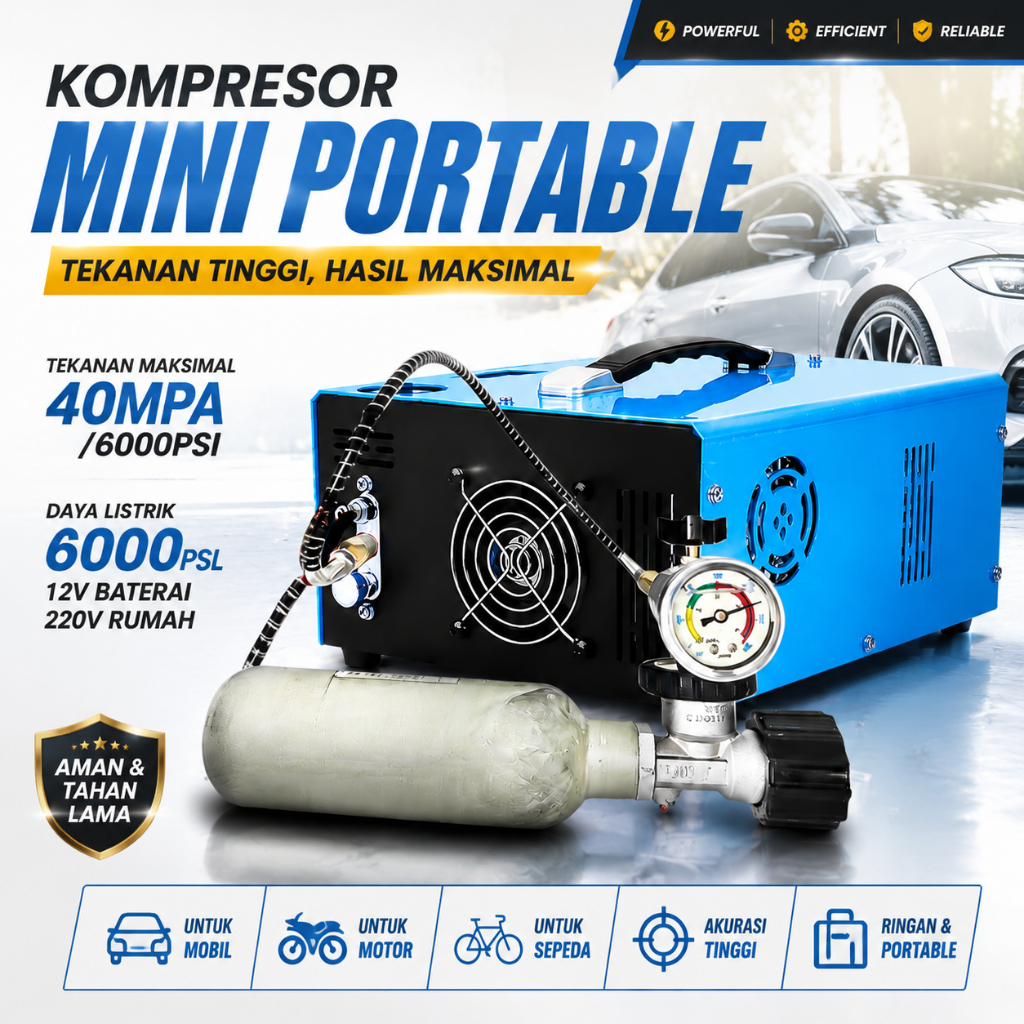 INDEX Portable Electric Air Compressor 12V 6000PSI 40MPa Mini PCP Pump Kompresor Mini Portable 12v 6