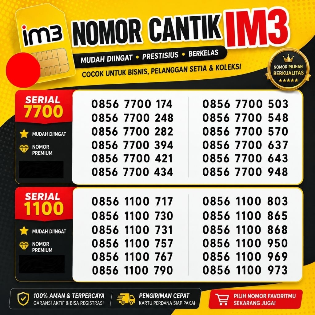 Nomor Cantik IM3 11 Digit, Nomor Cantik Indosat, No Cantik Indosat