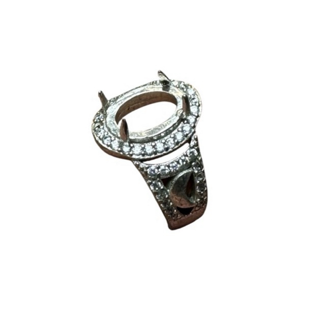 SS34 Ring cincin batu permata alpaka wanita emban cangkang 10x8mm