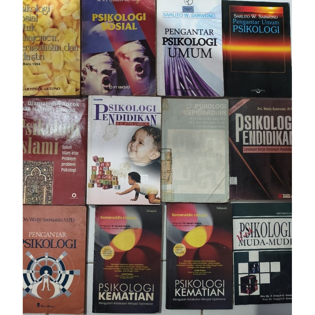 BUKU PSIKOLOGI UNTUK MUDA MUDI/PSIKOLOGI KEMATIAN/PENGANTAR PSIKOLOGI/PSIKOLOGI PENDIDIKAN/PSIKOLOGI