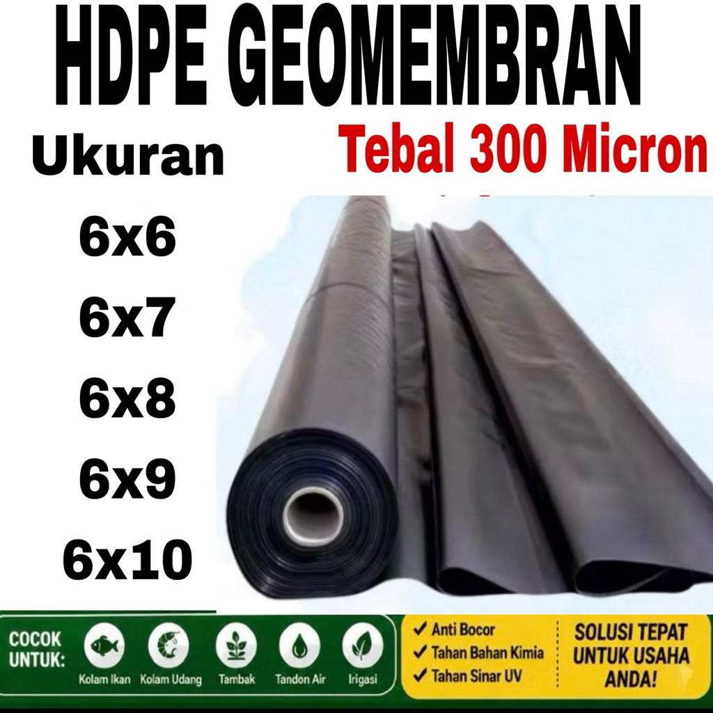 Hdpe Geomembran HDPE berbagai Ukuran Tebal 300 Micron ( kolam ikan )