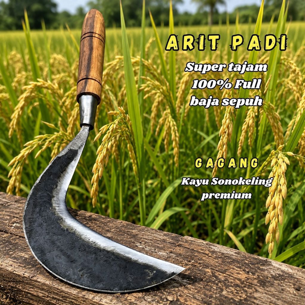 Sabit Rumput Baja Asli Super Tajam Arit buat Panen Padi Asli Garut