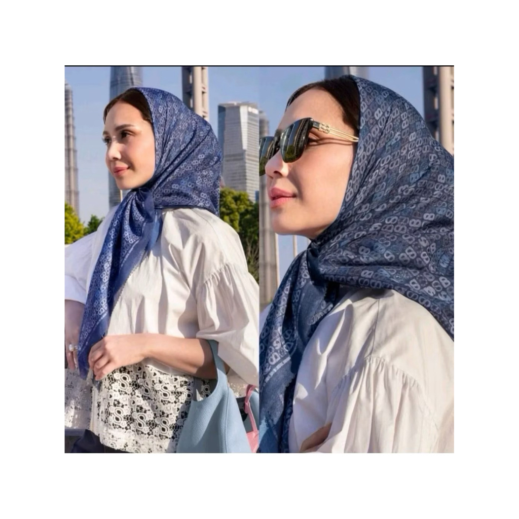 Segiempat Buttonscarves Nagita Miror Jilbab Motif Buttonscarves Hijab Voal Motif