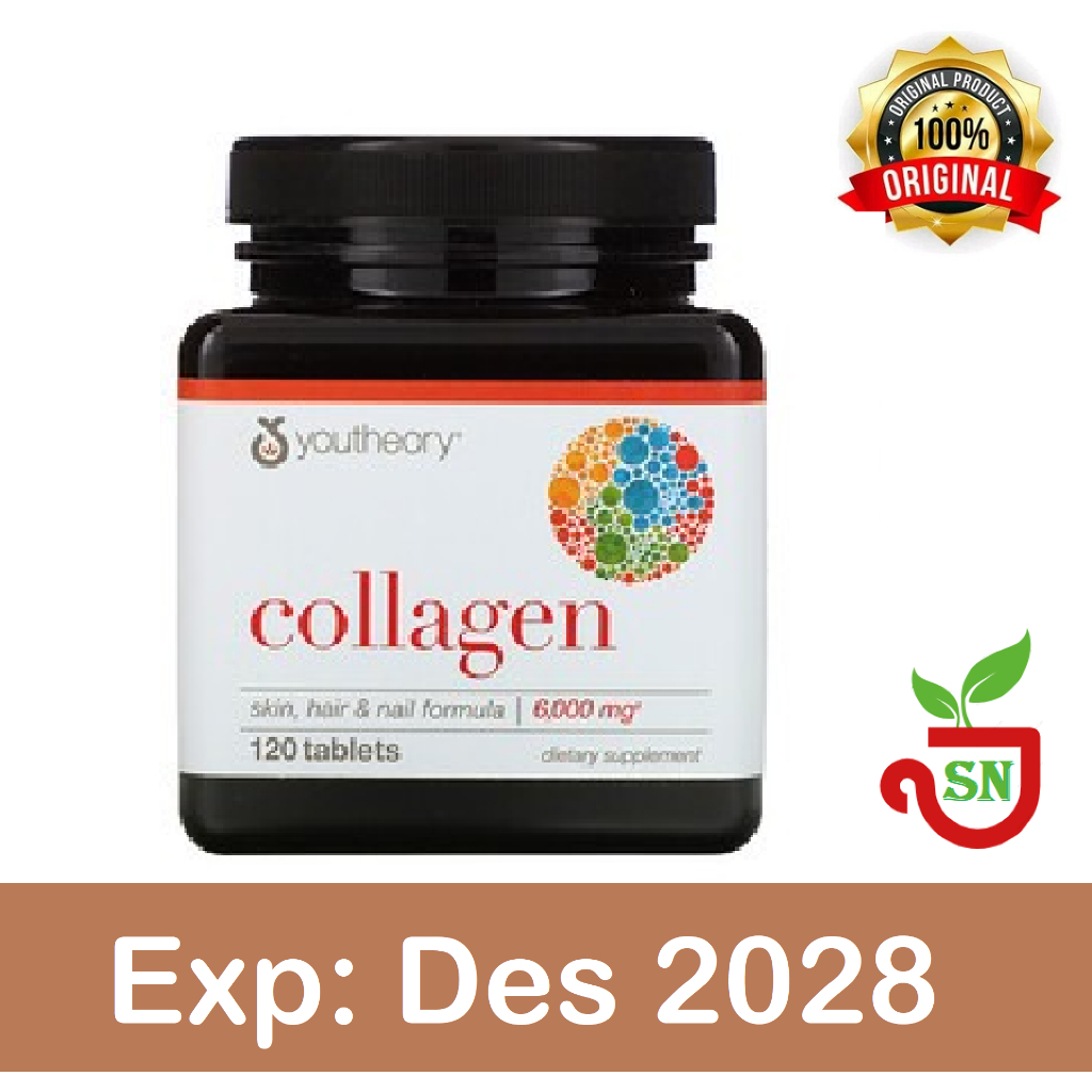 Youtheory Collagen 6000 mg 120 Tablets Kolagen 6,000 mg skin hair nail