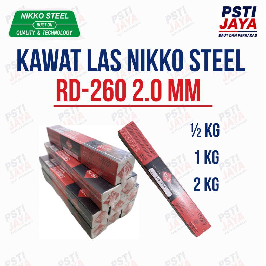 (ECERAN PER BATANG) Kawat Las NIKKO STEEL RD260 - 2.0 mm | Elektroda 2.0 mm PER BATANG | PSTI JAYA