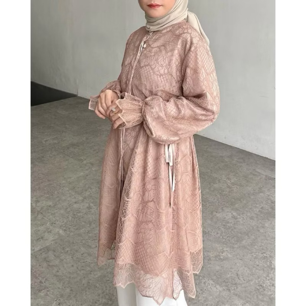 FARAA Tunik Brukat Kondangan Pesta Baju Wanita Kekinian- NEW SERIES MAHOGANY