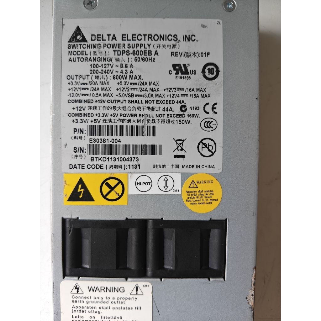 PSU Server Delta Electronics inc 600Watt
