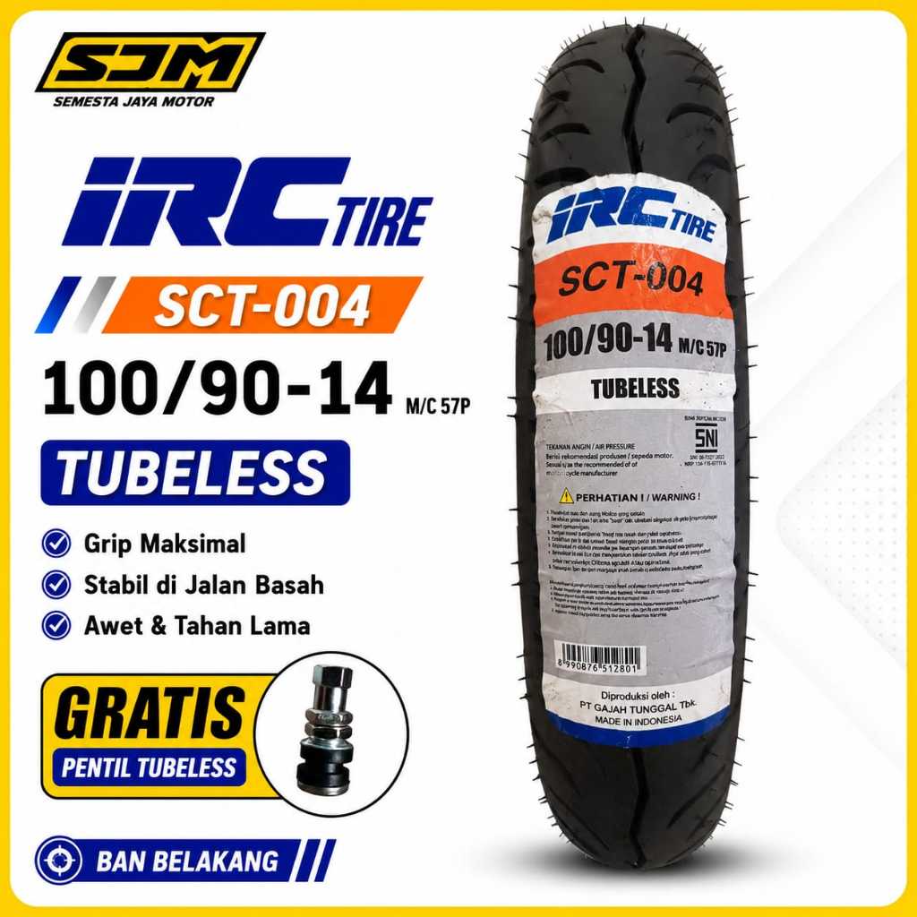 Ban Luar IRC SCT 004 TUBLES 100/90 Ring 14 Ban Belakang Vario 150, LEXi
