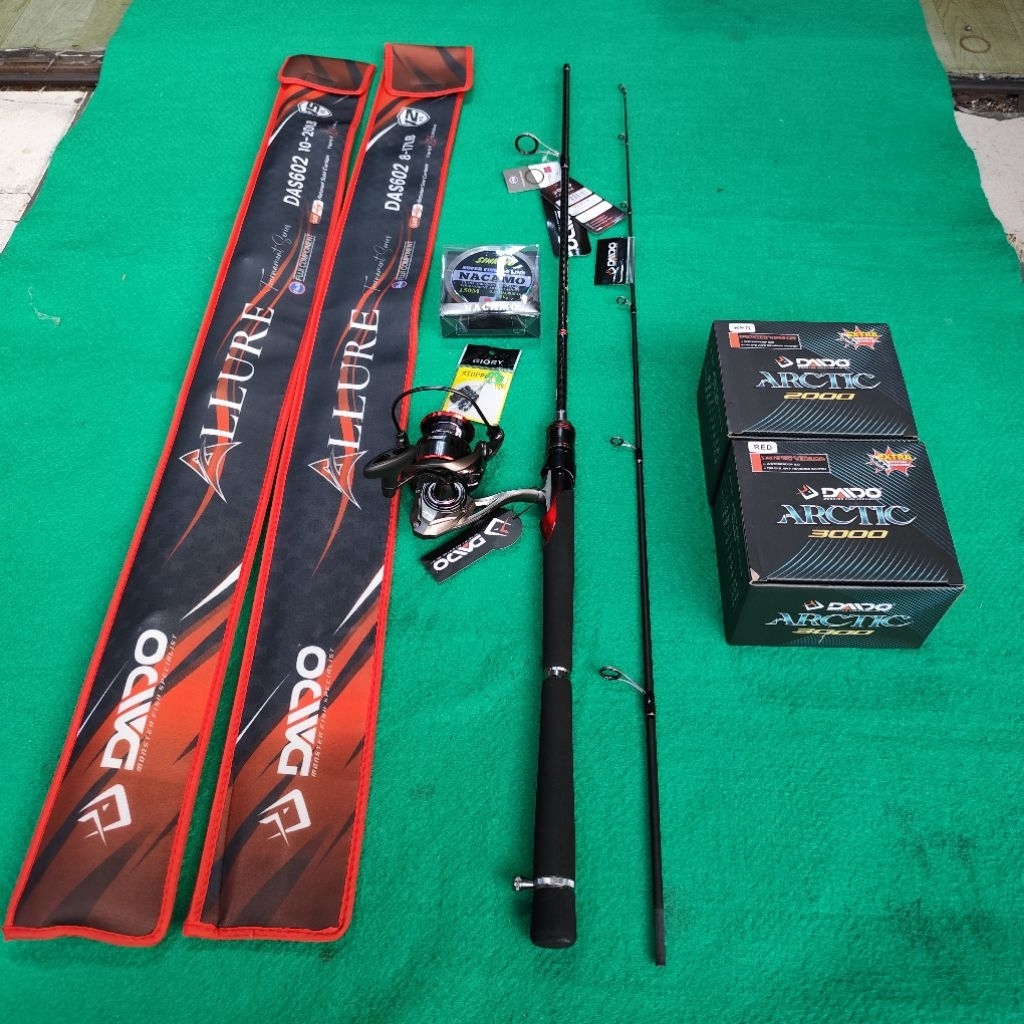 Joran pancing satu set daido allure reel daido artic waterproof 8.0 terbaru