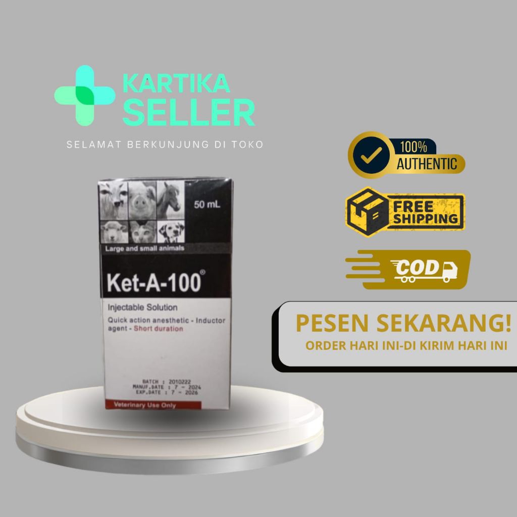 Ket-A-100  obat anestesi (bius) khusus hewan yang mengandung 100 mg ketamin per ml.
