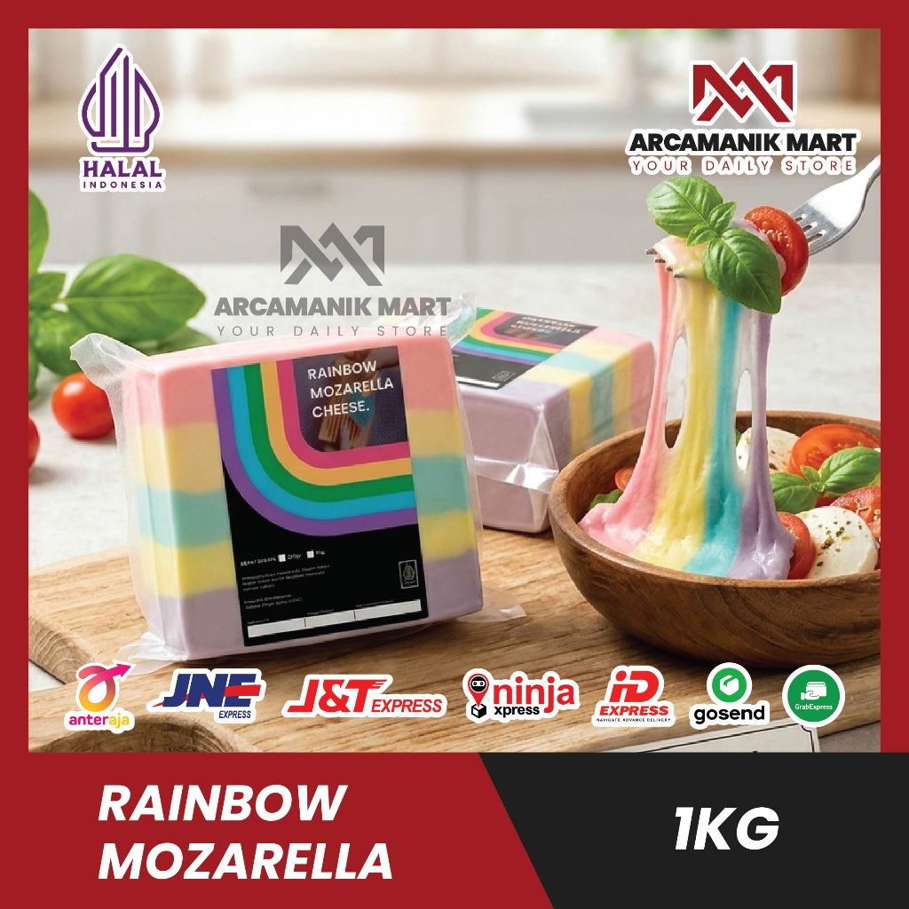 Keju Mozarella Rainbow 1Kg - Premium Cheese untuk Pizza, Pasta & Roti