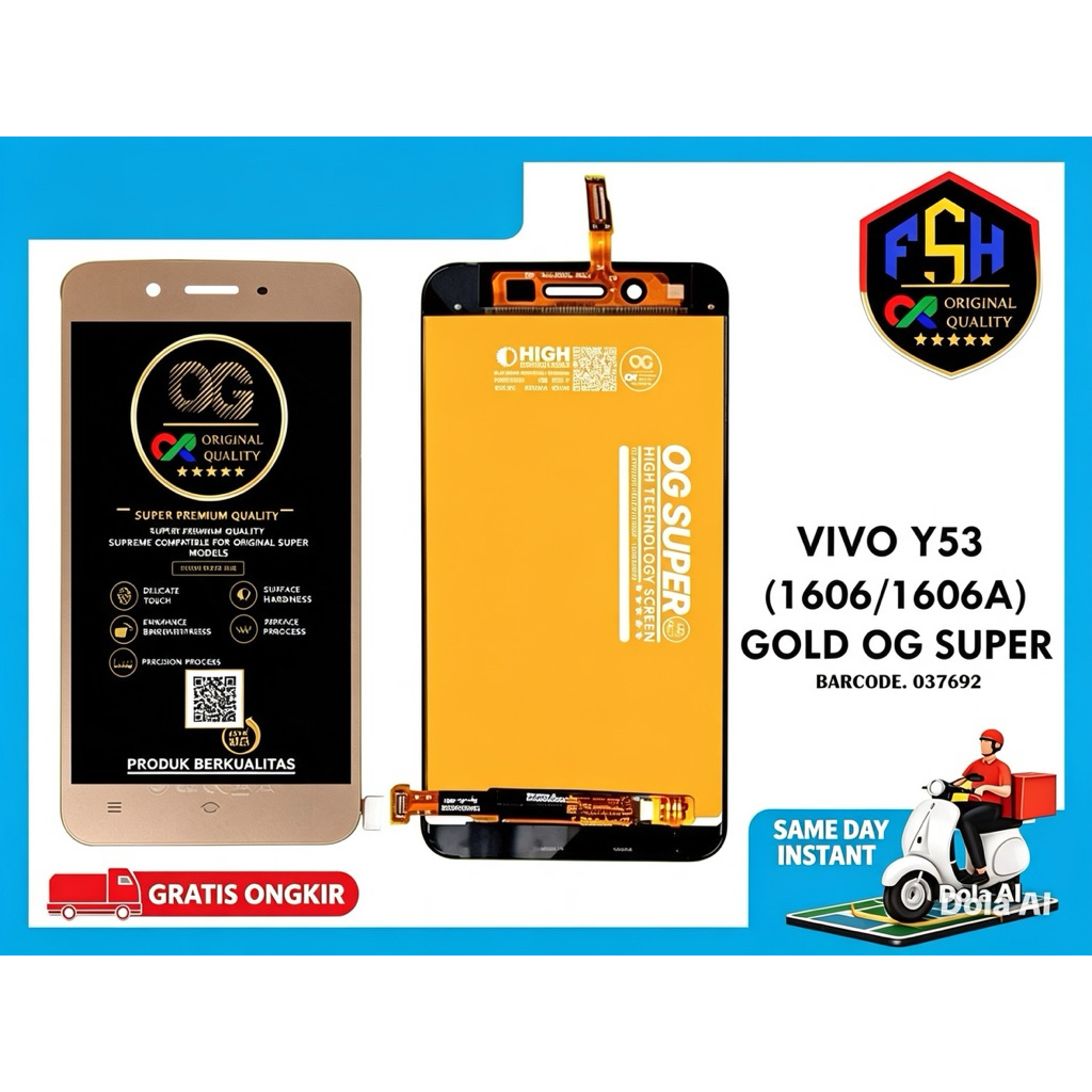 LCD TOUCHREEN VIVO Y53/1601/1601A GOLD OG SUPER