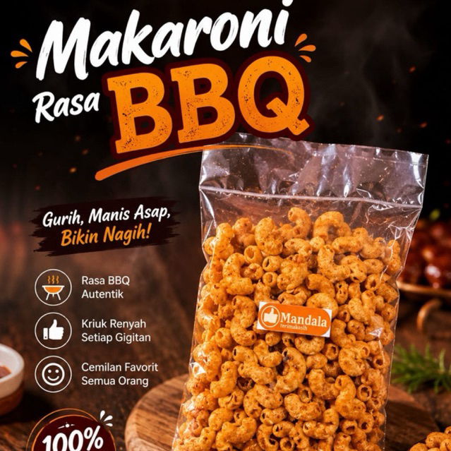 MANDALA SNACK - Cemilan Makaroni Rasa BBQ 250 Gr