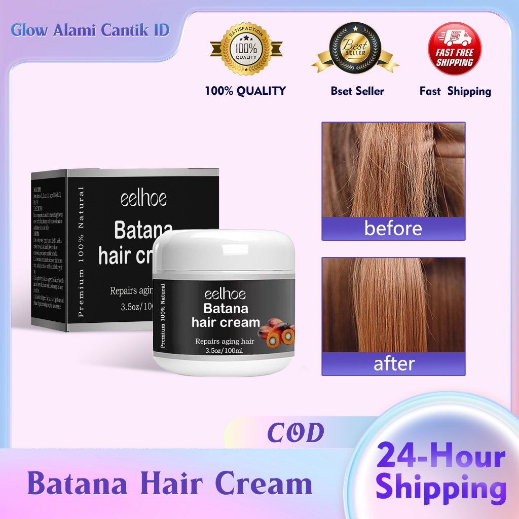 EELHOE Batana Hair Oil 100g Batana Hair Cream 100% Batana Oil Anti Botak Hair Growth Care Batana Hai