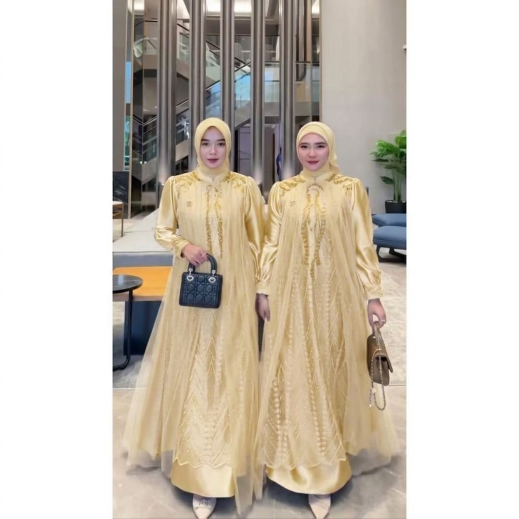 LEYA DRESS Gamis Velvet Mix Brukat PlusTille Elegant Bridesmaid Dan Kondangan Terbaru