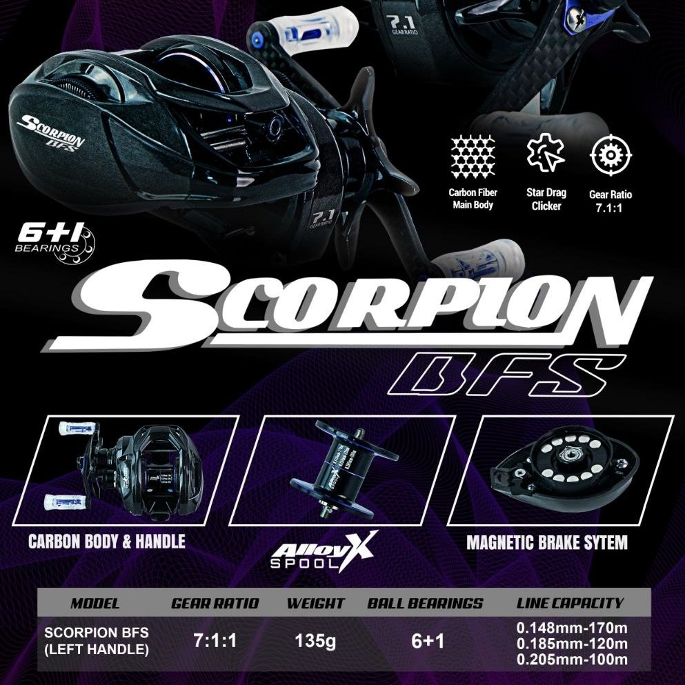 Reel BC HAMMERHEAD SCORPION BFS (Carbon Body & Handle)
