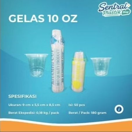 Gelas Plastik Bening 10oz Isi 50PCS / Gelas Plastik Minuman 10oz / Gelas 10oz