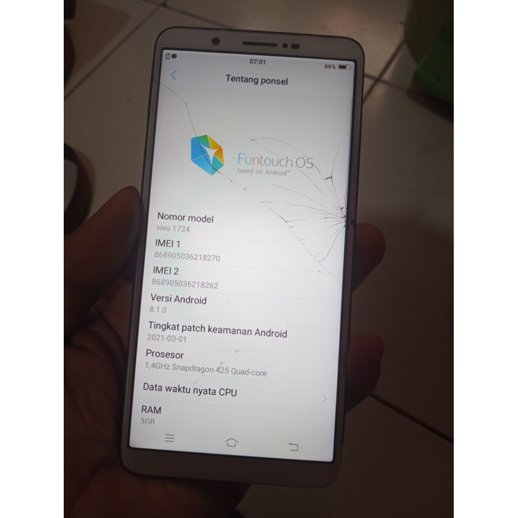 lcd touchscreen frame vivo y71 minus