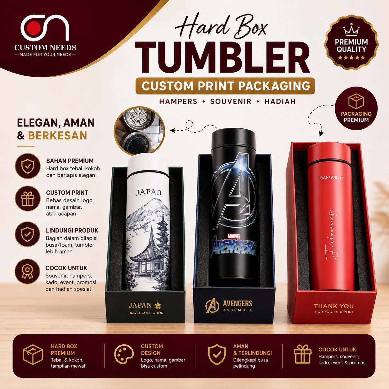 Hard Box Tumbler Custom Print Packaging Hampers Souvenir Termos Botol