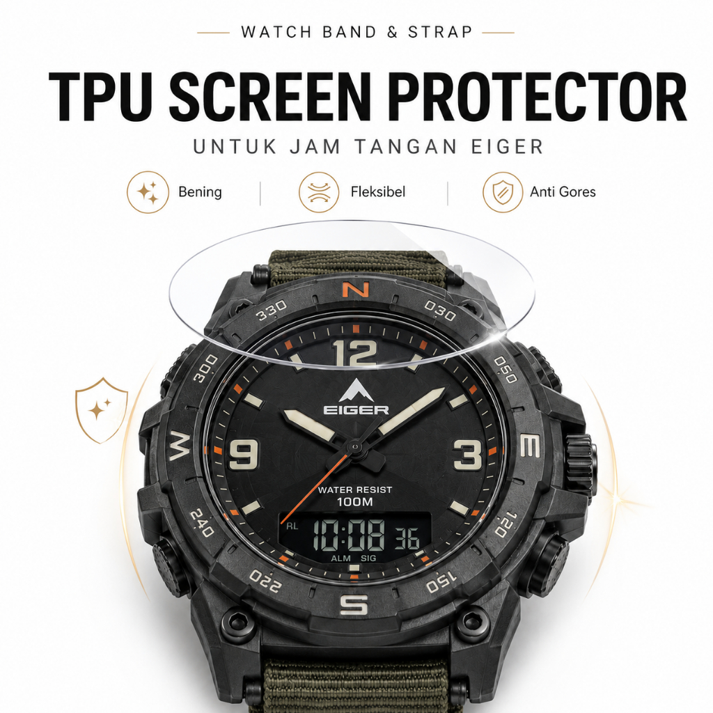 Anti Gores Jam Tangan Eiger Helicon Verdon Touch Digi Screen Protector Tempered Glass Pelindung Laya