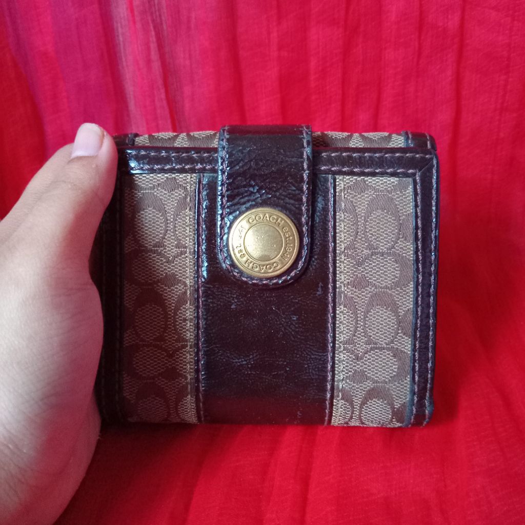 PRELOVED Dompet Kecil Coach Cokelat Motif Klasik Vintage