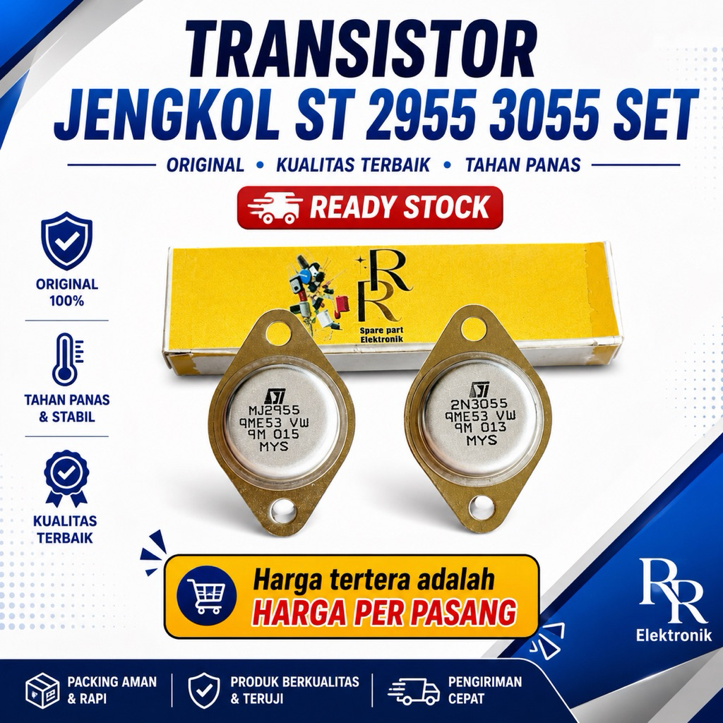 TRANSISTOR JENGKOL 2N 2955 3055 Malaysia (Set)