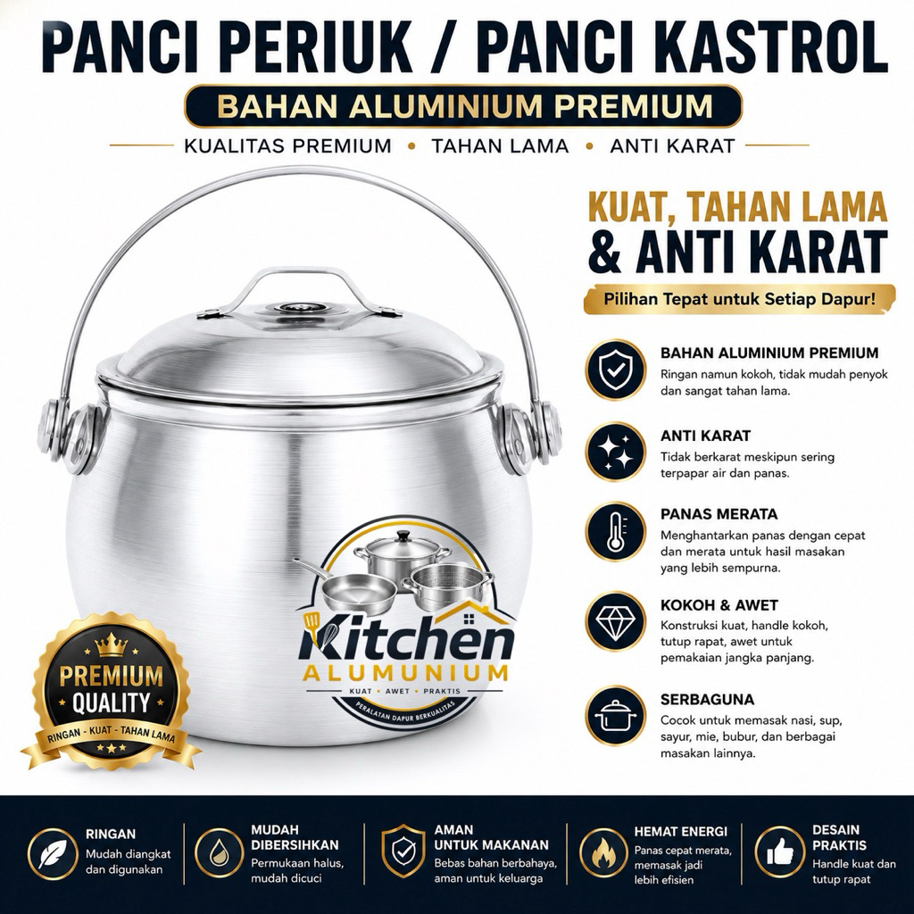 Panci Periuk / Panci Castrol Penanak Nasi Liwet Super Aluminium