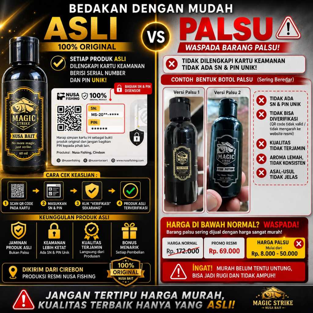 MAGIC STRIKE Original Nusa Bait Umpan Pancing Mancing Ikan Emas Nila Lele Patin Bawal Essen Galatama