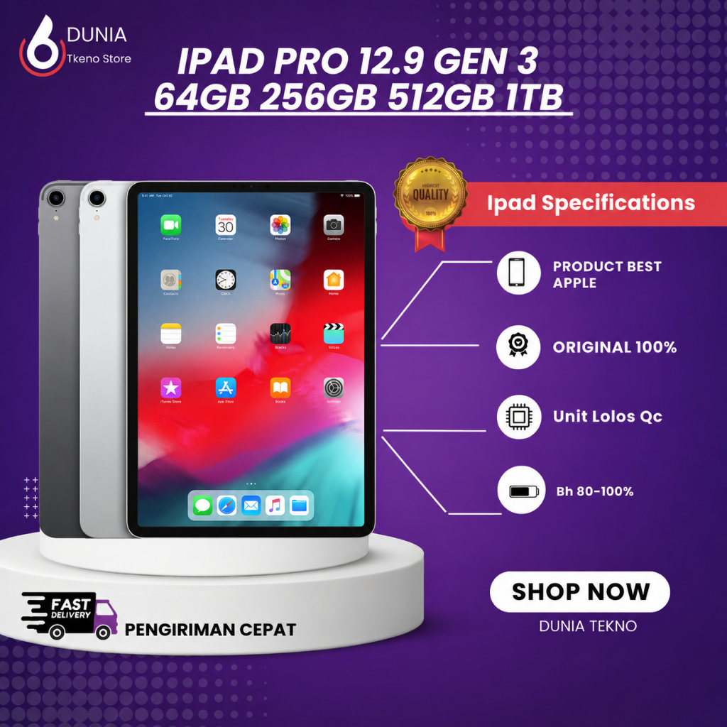 Ipad Pro 12.9 Gen 3 (2018) 256GB 512GB 1TB Wifi Only Second