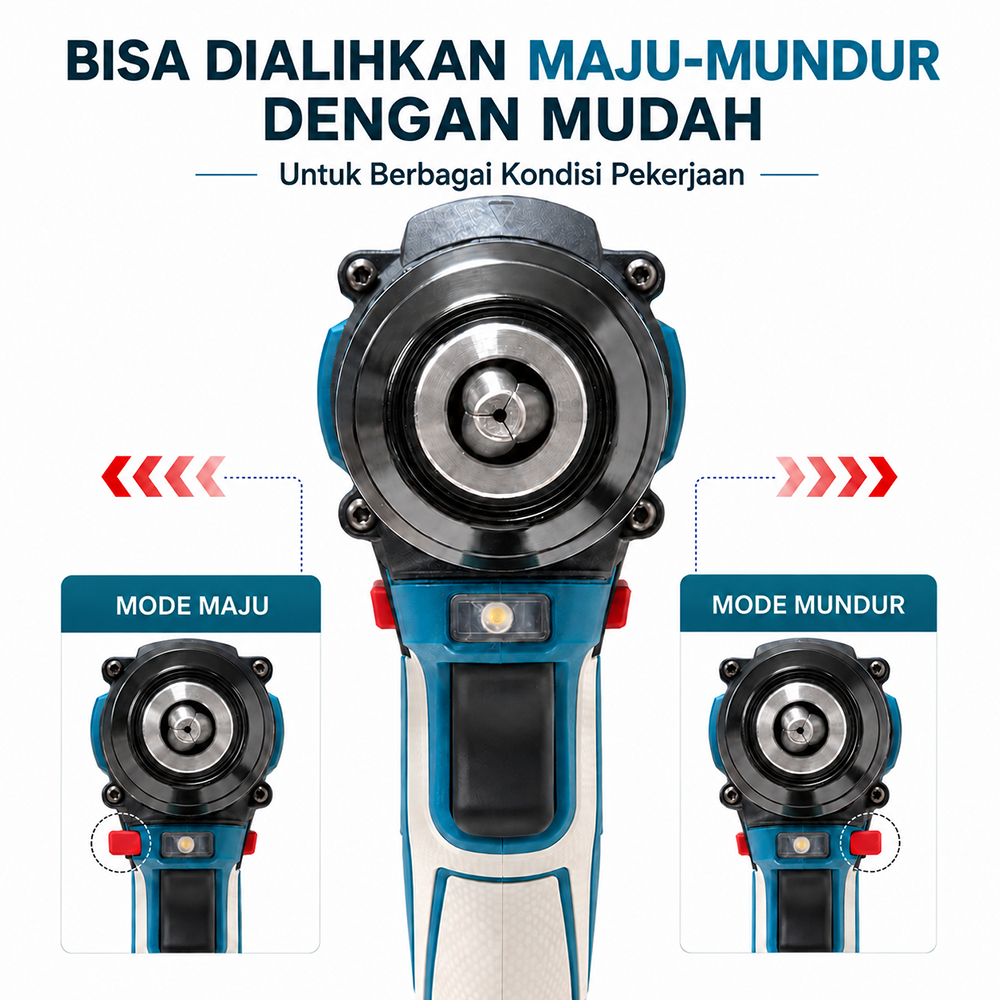 DWE 13/10mm Bor Upgrade 598/398VF Bor Brushless 70/65N.M Mesin 3Mode 1900/1800RPM Bor Impact