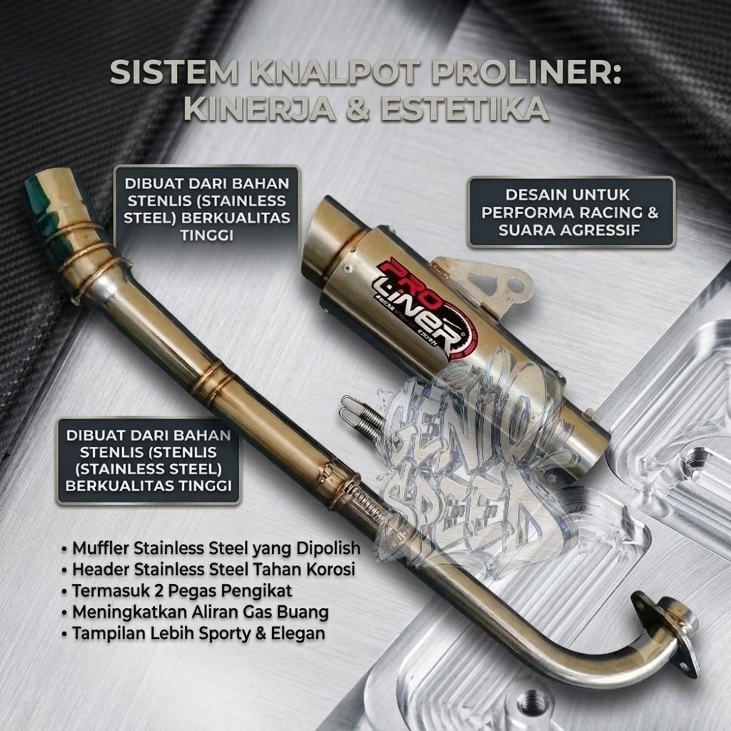 KNALPOT RACING PROLINER ALL MOTOR BEBEK BAHAN STAINLESS