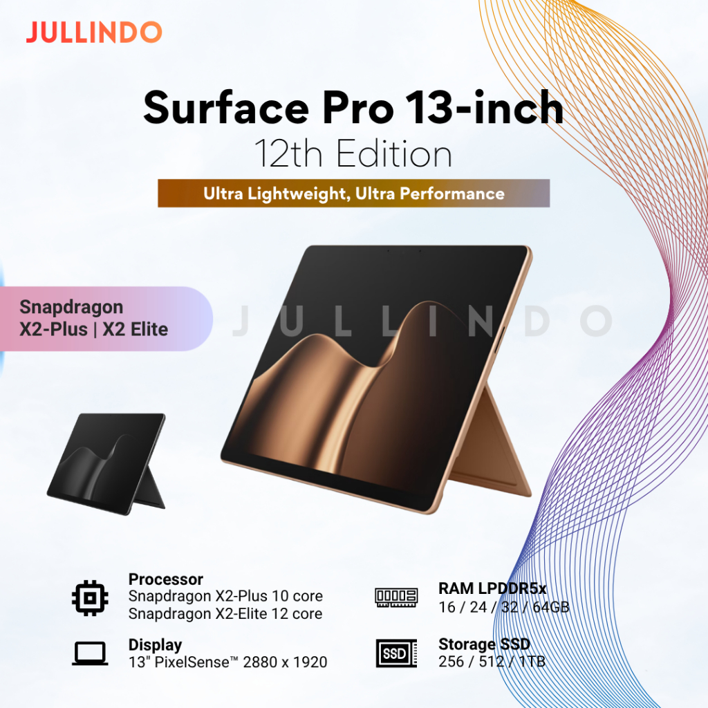 Microsoft Surface Pro 13" 12th Edition Snapdragon X2 Plus 10 Core 13-inch LCD HDR touchscreen - Wind