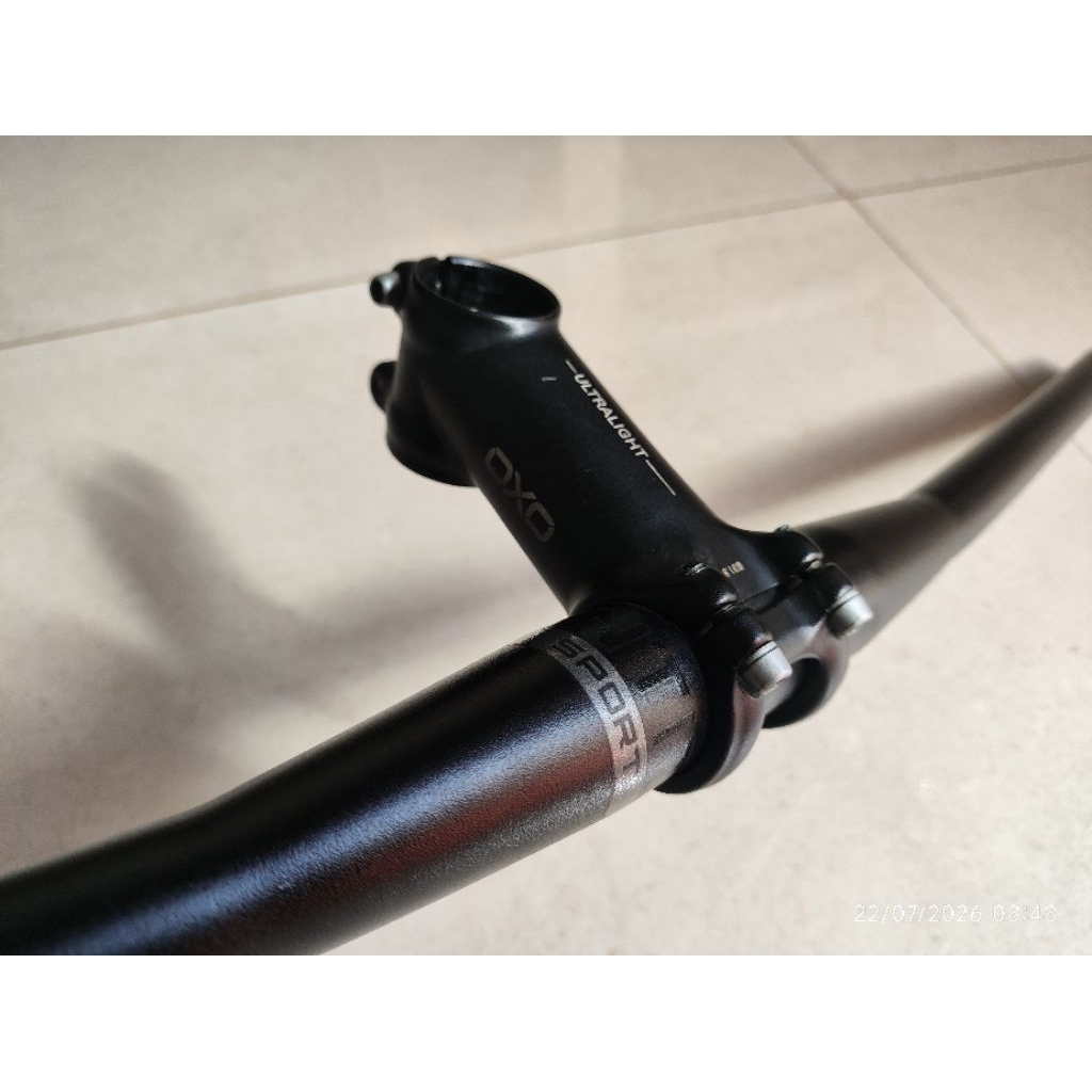 Stang Handlebar Entity sport  flat 700mm os 31,8 plus stem oxo ultralight minus 17 derajat
